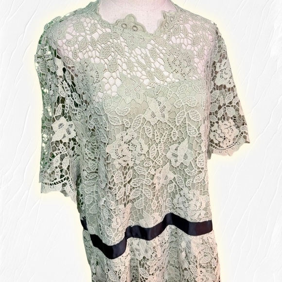 NWT Boohoo ‘Occasion Lace Tiered Midaxi Dress’ in Sage / Mint Green Plus Size 24 - Picture 6 of 16